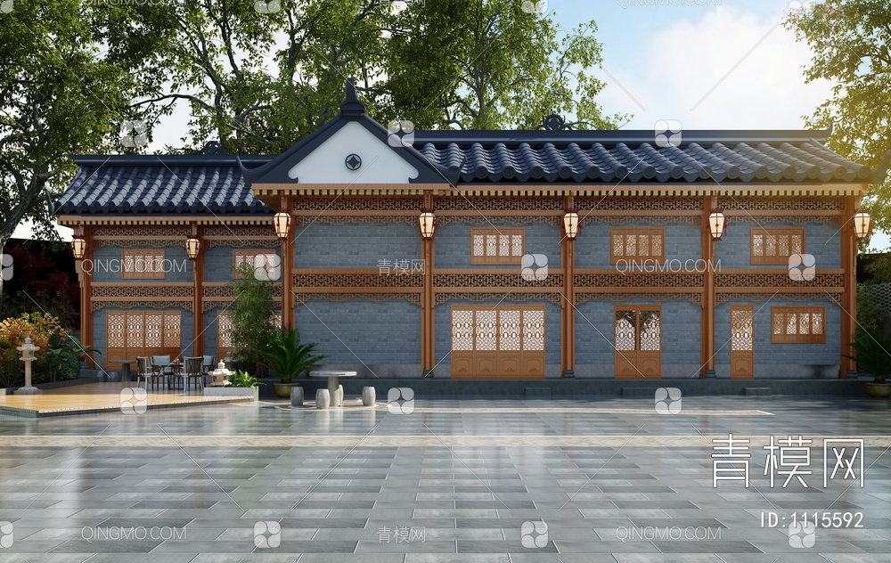 古建筑 庭院3D模型下载【ID:1115592】