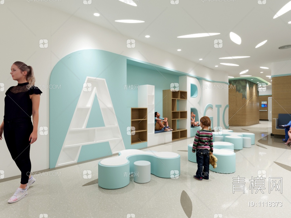 儿童医院等待区字母墙3D模型下载【ID:1118373】