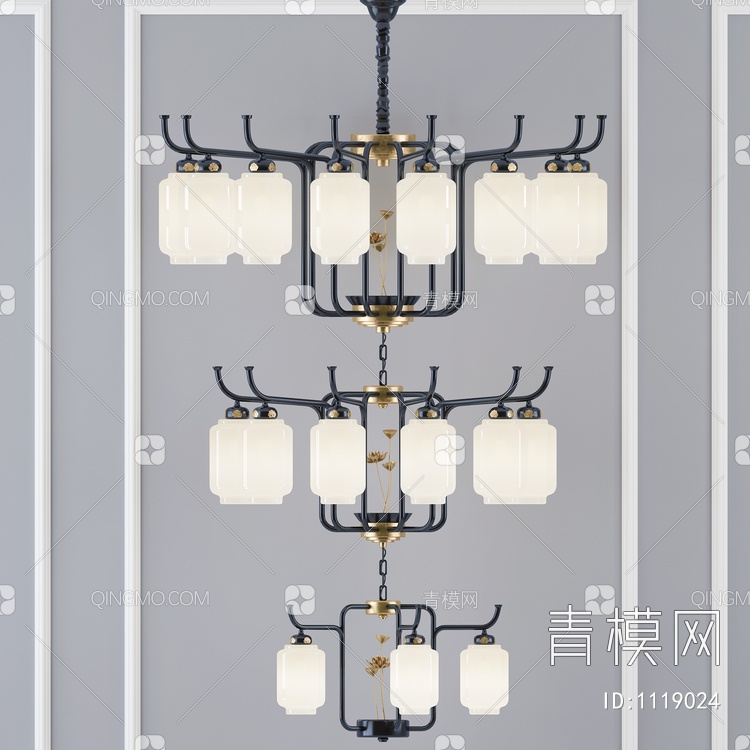 复古超大吊灯组合3D模型下载【ID:1119024】