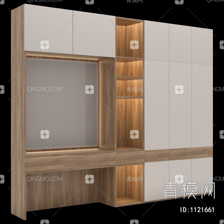 衣柜，木质衣柜3D模型下载【ID:1121661】