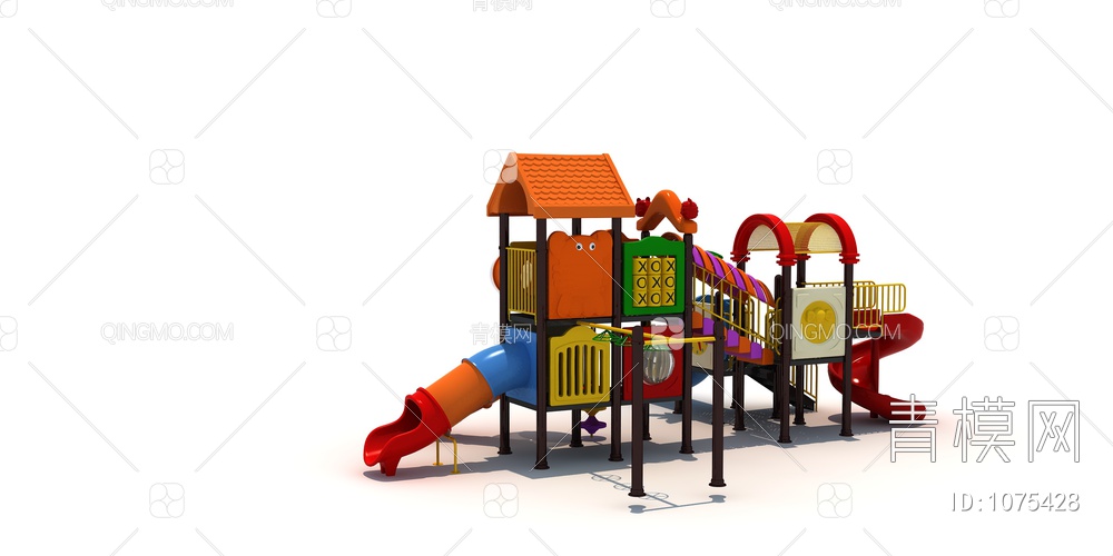 儿童户外滑梯游乐设备3D模型下载【ID:1075428】