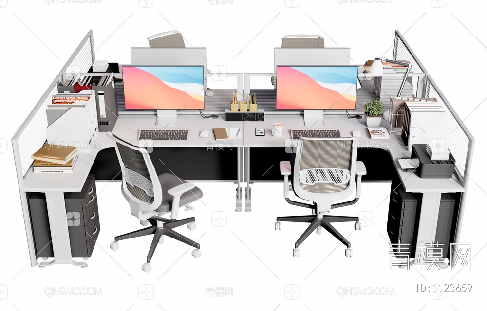办公桌椅组合3D模型下载【ID:1123659】