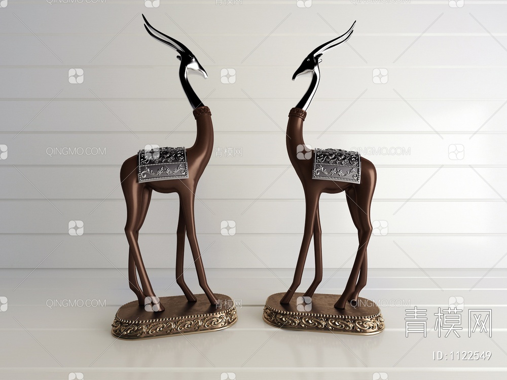 鹿雕塑摆件3D模型下载【ID:1122549】