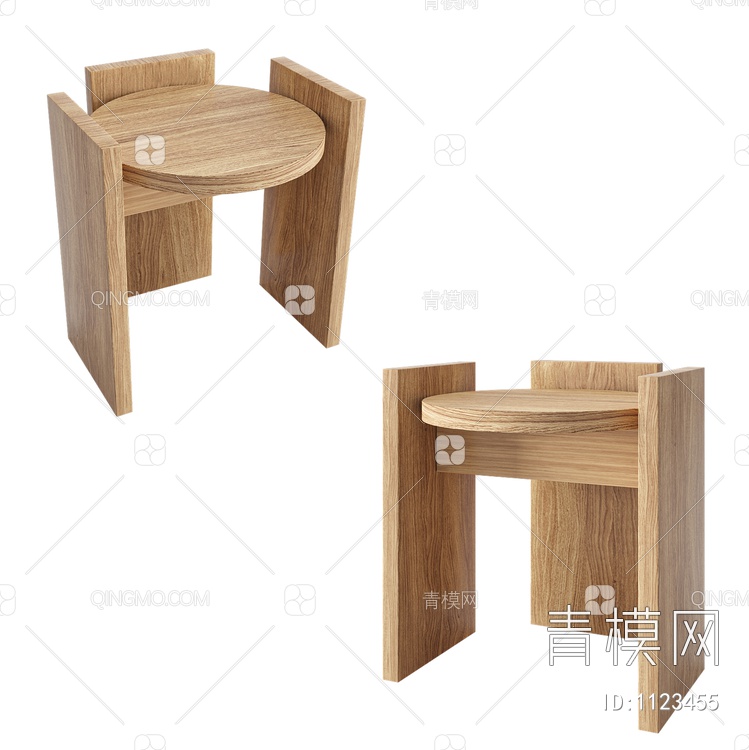 休闲木凳3D模型下载【ID:1123455】
