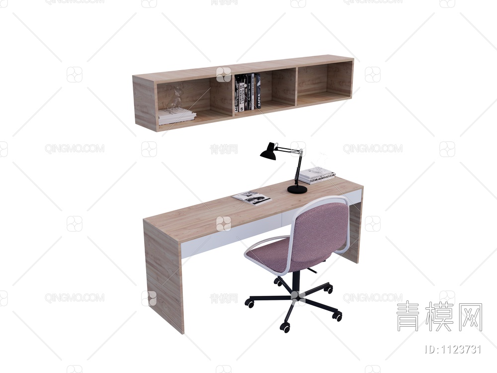 学习桌书桌椅组合SU模型下载【ID:1123731】