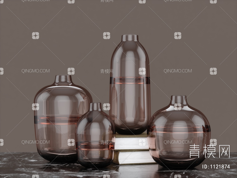 透明玻璃花瓶 装饰品3D模型下载【ID:1121874】