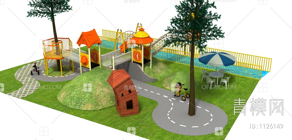儿童游乐园，幼儿园儿童活动区，幼儿园3D模型下载【ID:1126149】