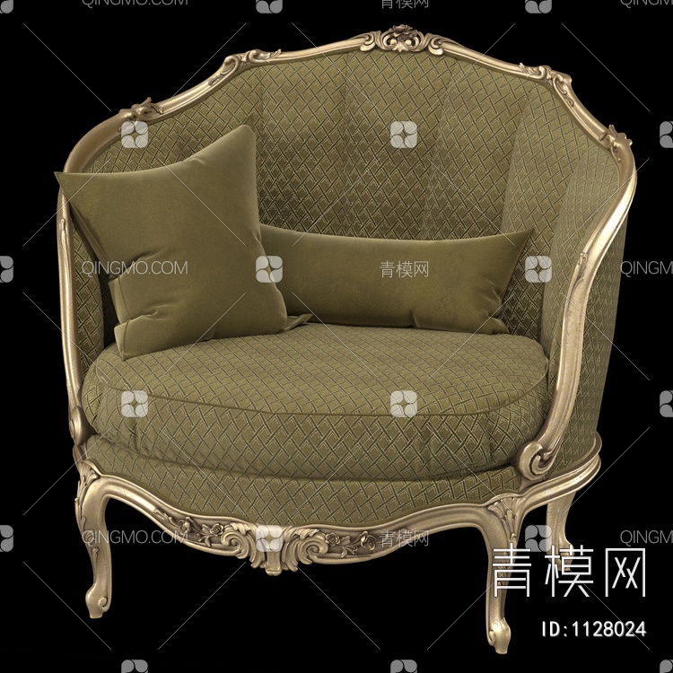 草绿单人沙发3D模型下载【ID:1128024】