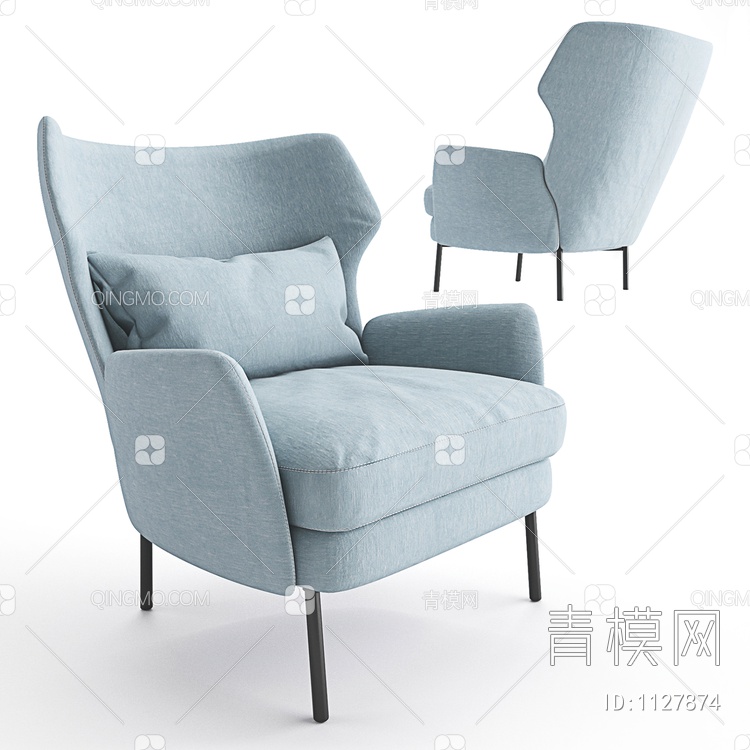 布艺单人沙发3D模型下载【ID:1127874】