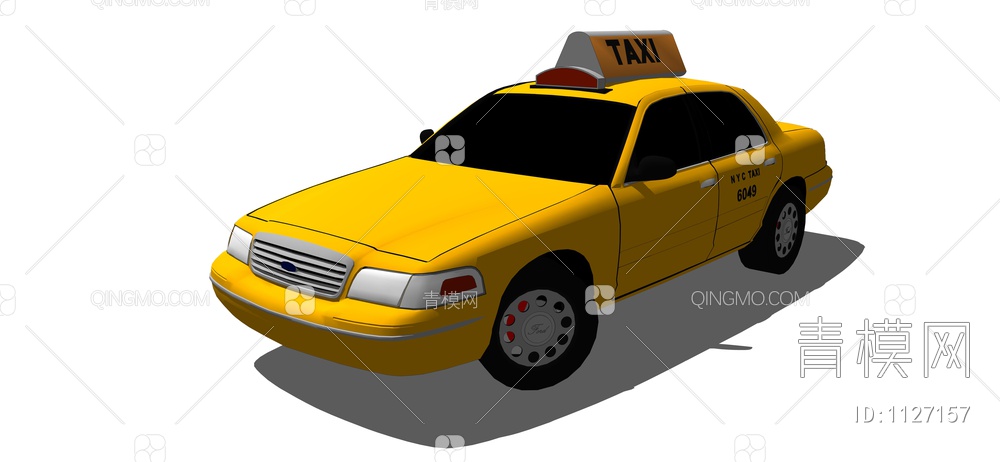 汽车经典黄色出租车SU模型下载【ID:1127157】