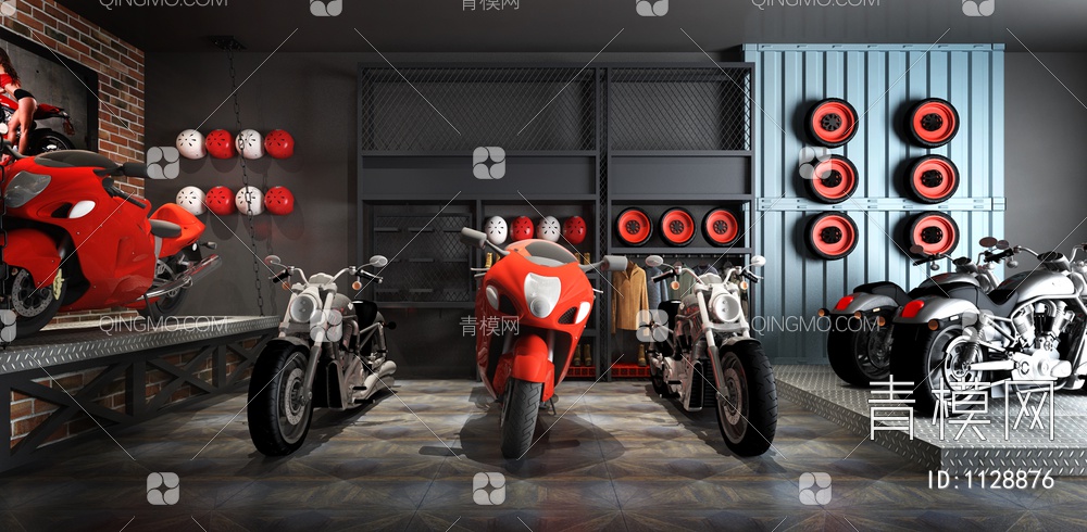 摩托车展厅组合3D模型下载【ID:1128876】