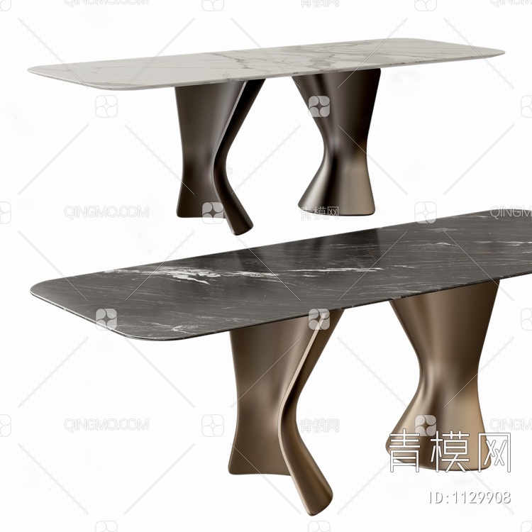 大理石长条餐桌3D模型下载【ID:1129908】