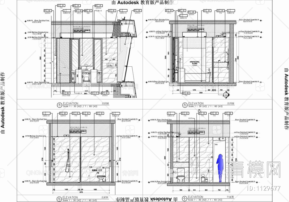 95㎡酒店套房CAD施工详图 酒店客房 大床房 总统套房【ID:1129677】