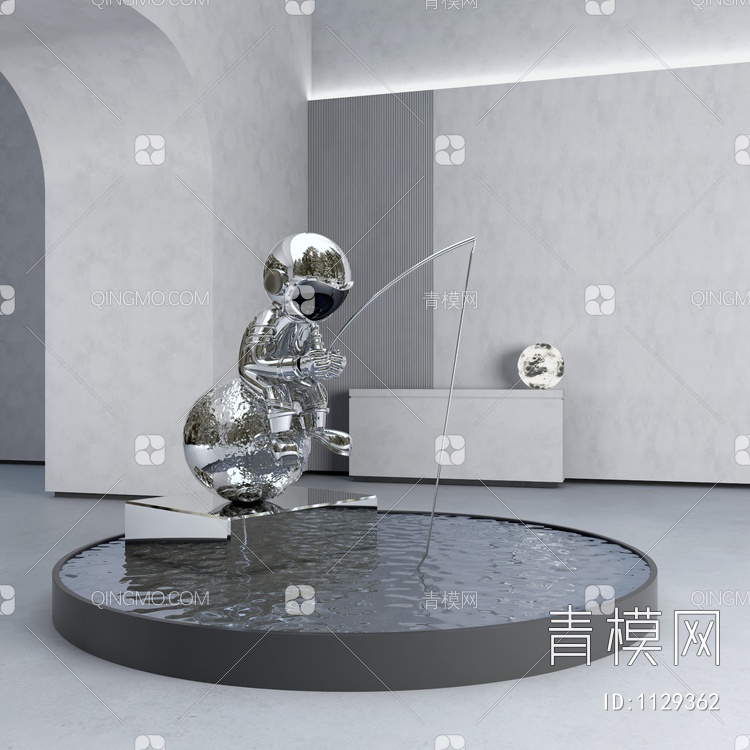 太空人雕塑3D模型下载【ID:1129362】