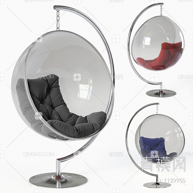 玻璃半球吊椅3D模型下载【ID:1129950】