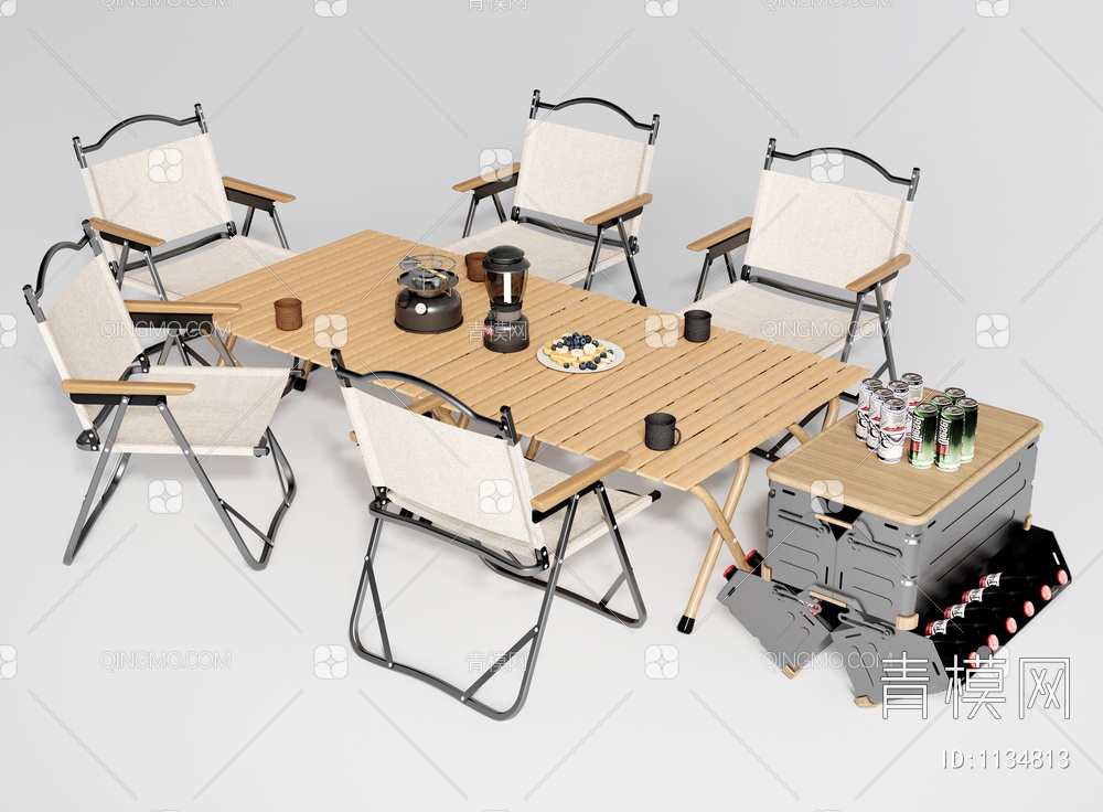 户外露营餐桌椅 折叠椅 休闲椅3D模型下载【ID:1134813】