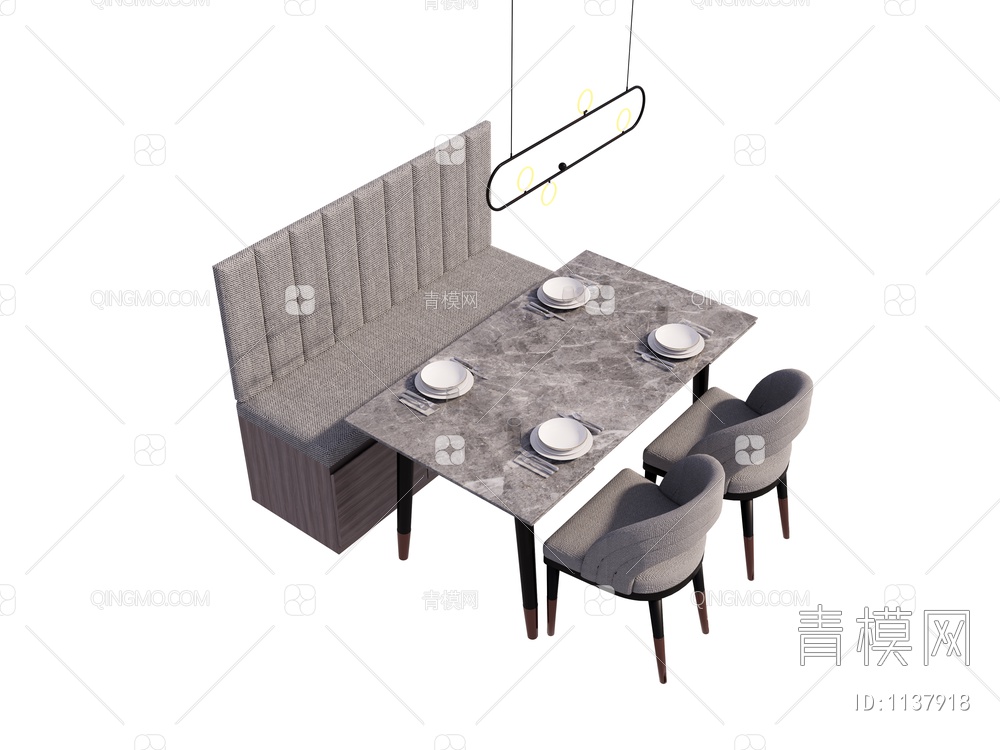 餐桌椅组合SU模型下载【ID:1137918】