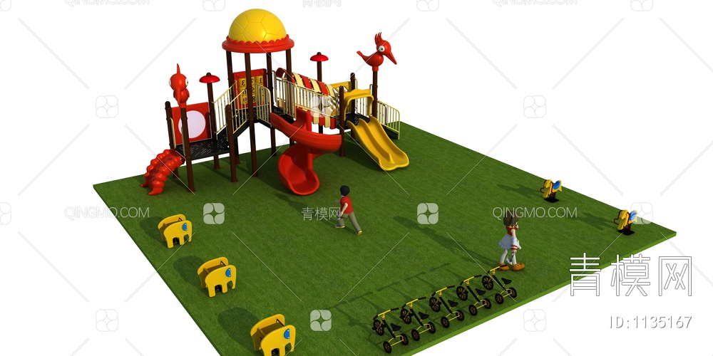 滑梯，儿童滑梯，儿童乐园3D模型下载【ID:1135167】