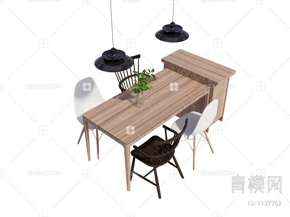 餐桌椅组合SU模型下载【ID:1137762】
