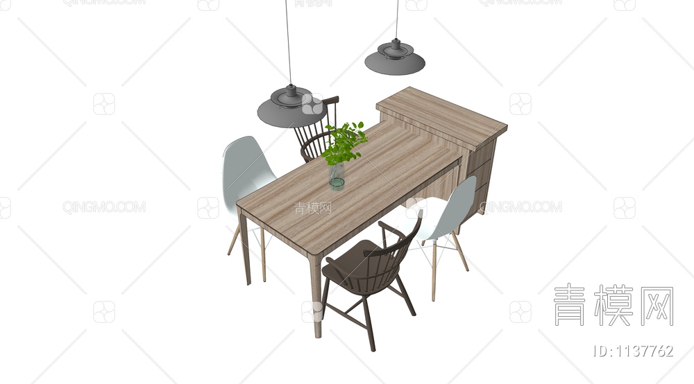 餐桌椅组合SU模型下载【ID:1137762】