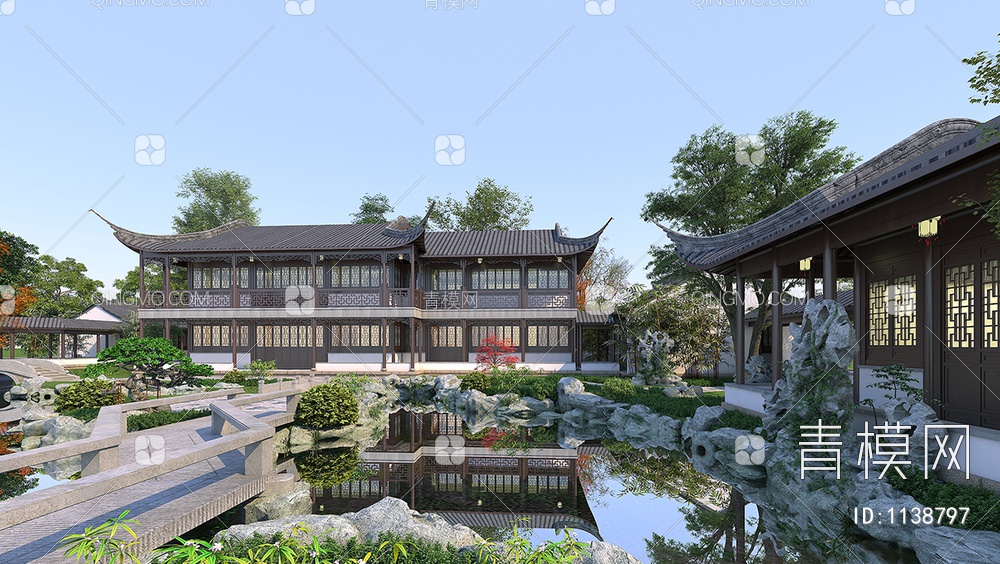 古建庭院花园3D模型下载【ID:1138797】