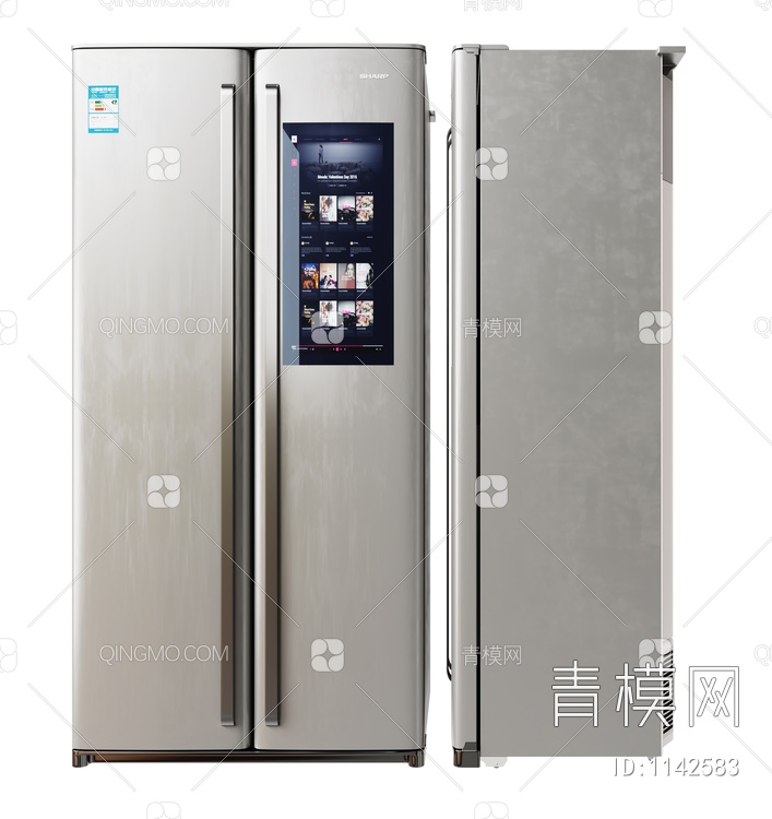 双开门智能冰箱3D模型下载【ID:1142583】
