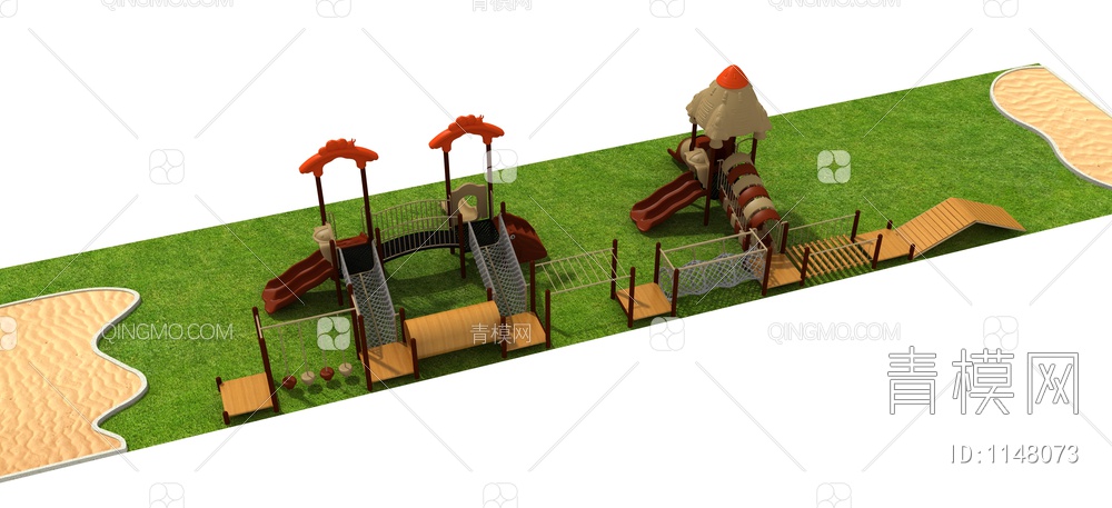 儿童木质拓展玩具，网龙，攀爬，儿童滑梯3D模型下载【ID:1148073】