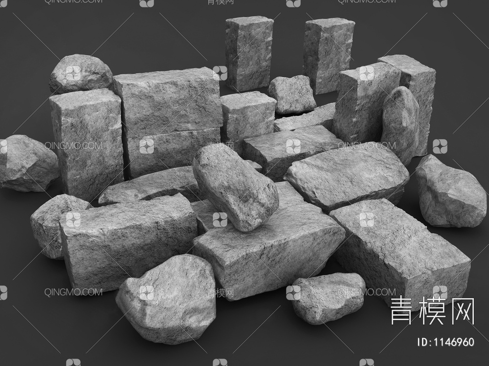 石块岩石SU模型下载【ID:1146960】