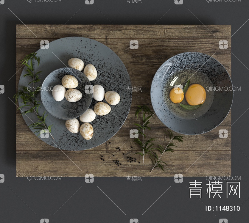 eggs鸡蛋 餐桌 餐具3D模型下载【ID:1148310】