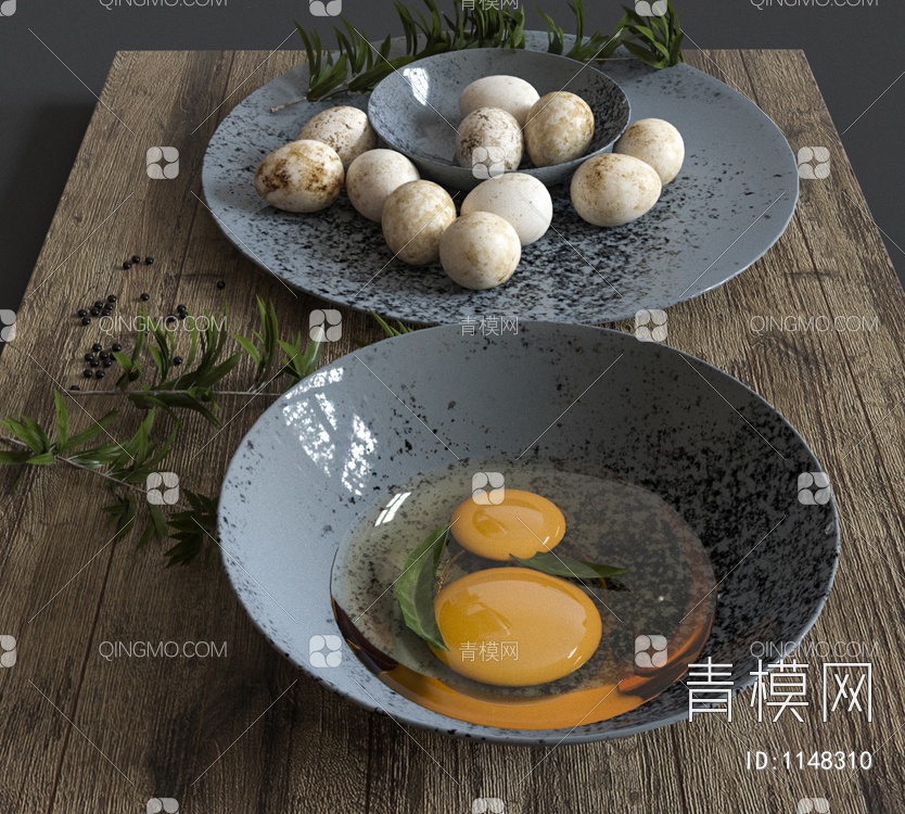 eggs鸡蛋 餐桌 餐具3D模型下载【ID:1148310】