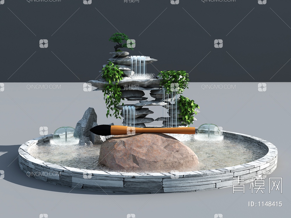 假山水池3D模型下载【ID:1148415】