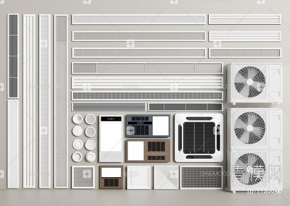 空调出风口 空调外机 浴霸灯3D模型下载【ID:1149984】
