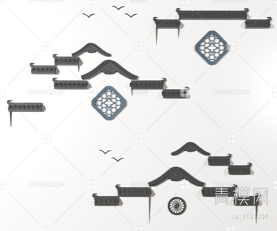 徽派建筑马头墙3D模型下载【ID:1151334】