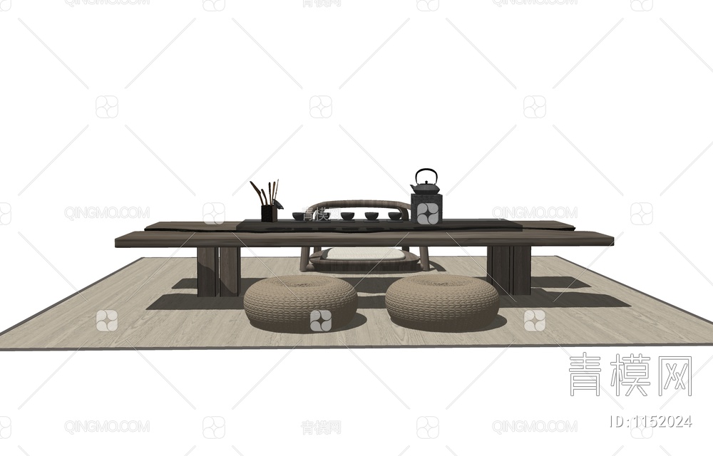 榻榻米茶桌椅SU模型下载【ID:1152024】