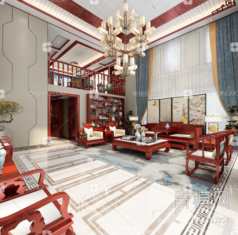 客餐厅 红木家具3D模型下载【ID:1153257】