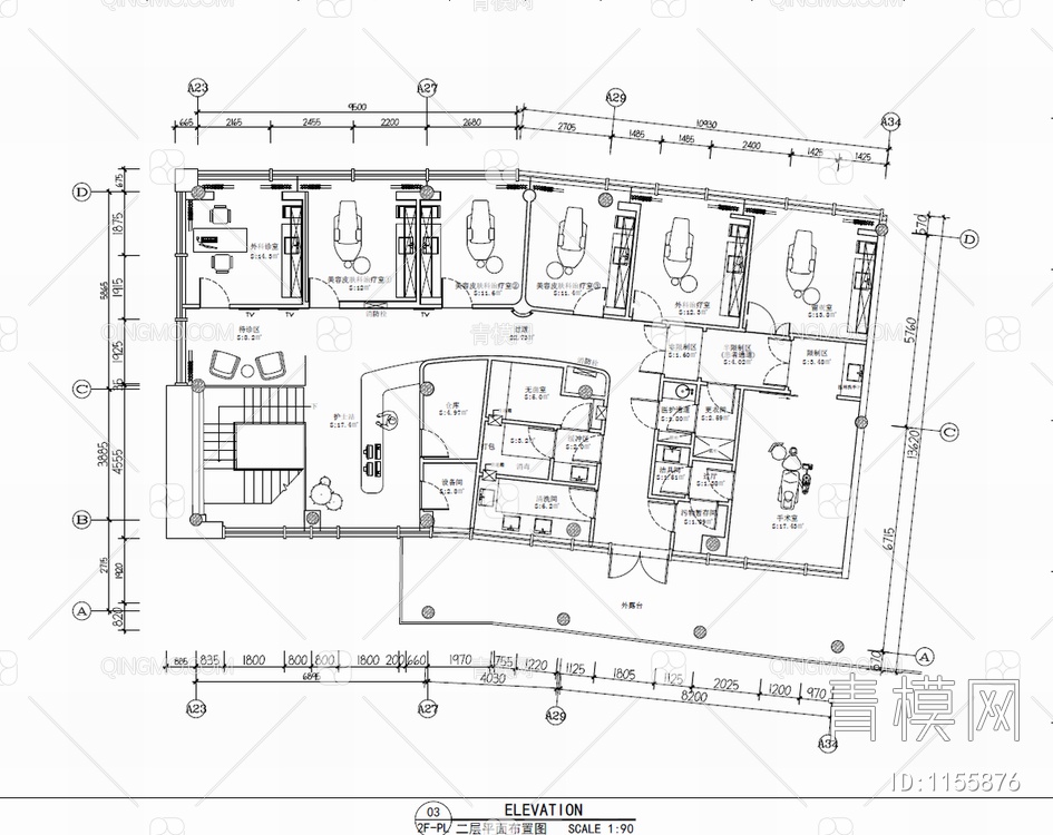 杭州医疗美容CAD施工图+实景照 医美 SPA 美容 手术室 无菌室【ID:1155876】