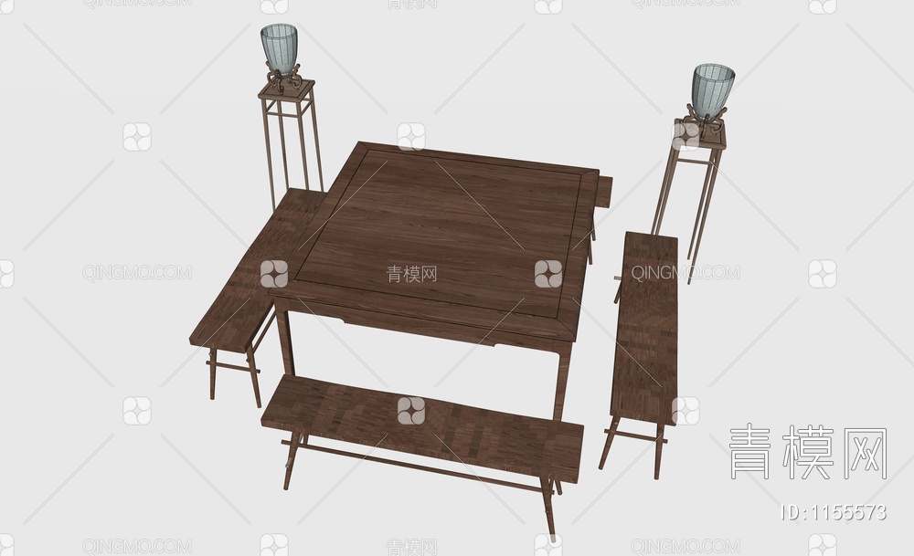 餐厅桌椅SU模型下载【ID:1155573】