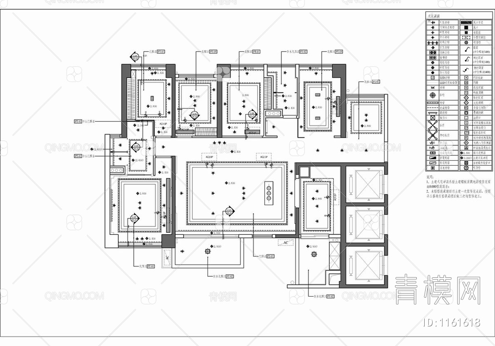 180㎡家装样板房CAD施工图+效果图+方案文本+材料表 私宅 家装 平层 四居室【ID:1161618】