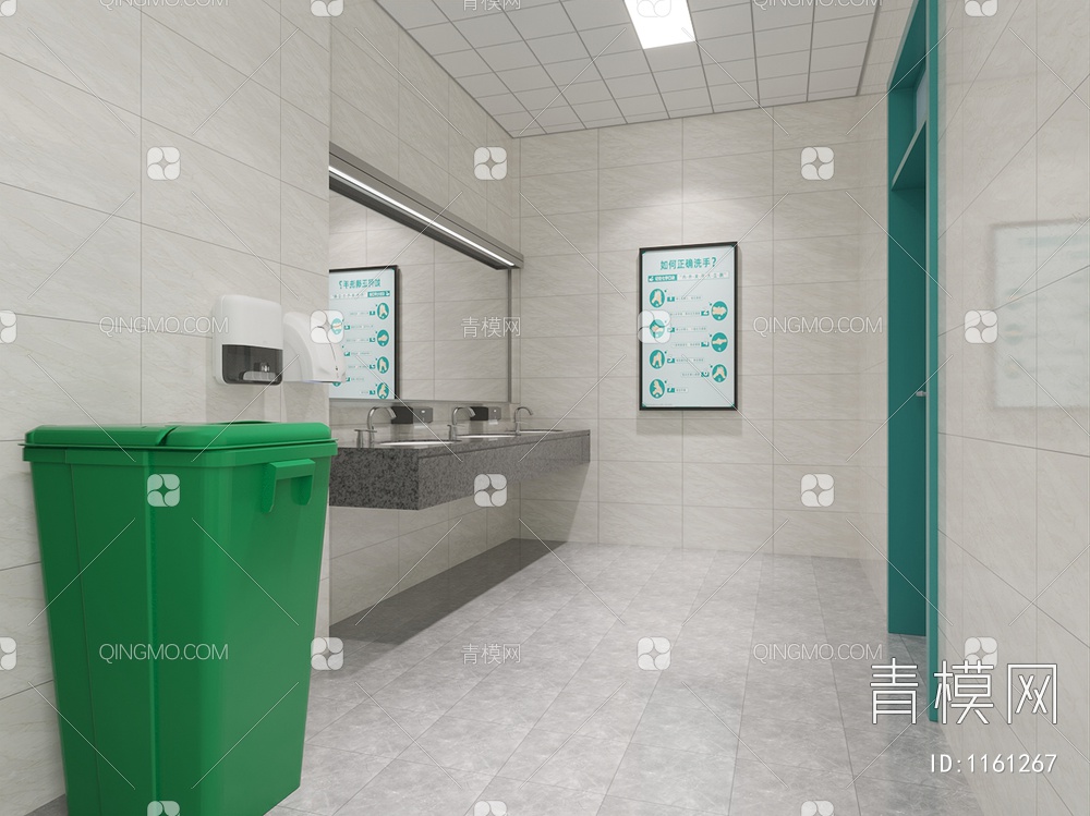 医院卫生间，盥洗间3D模型下载【ID:1161267】