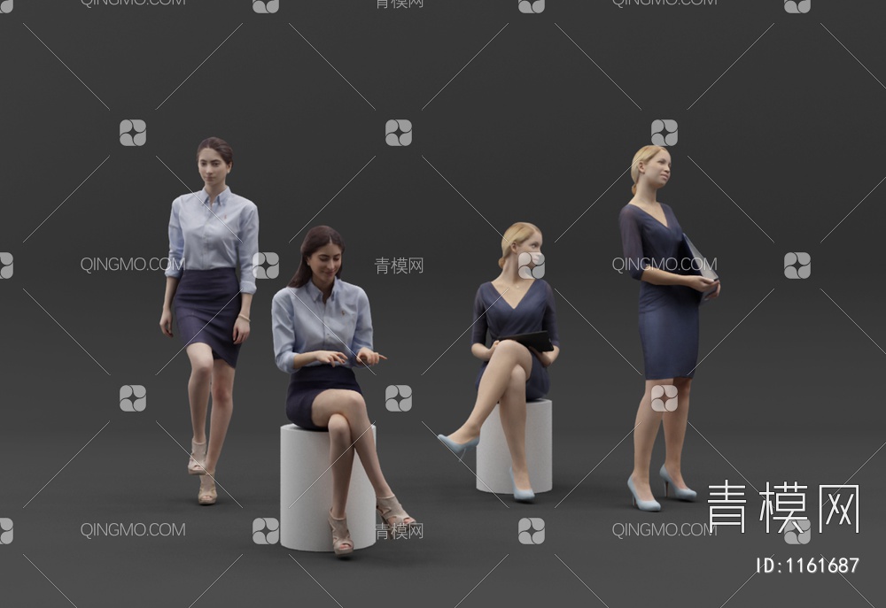 坐着的办公商务人物3D模型下载【ID:1161687】