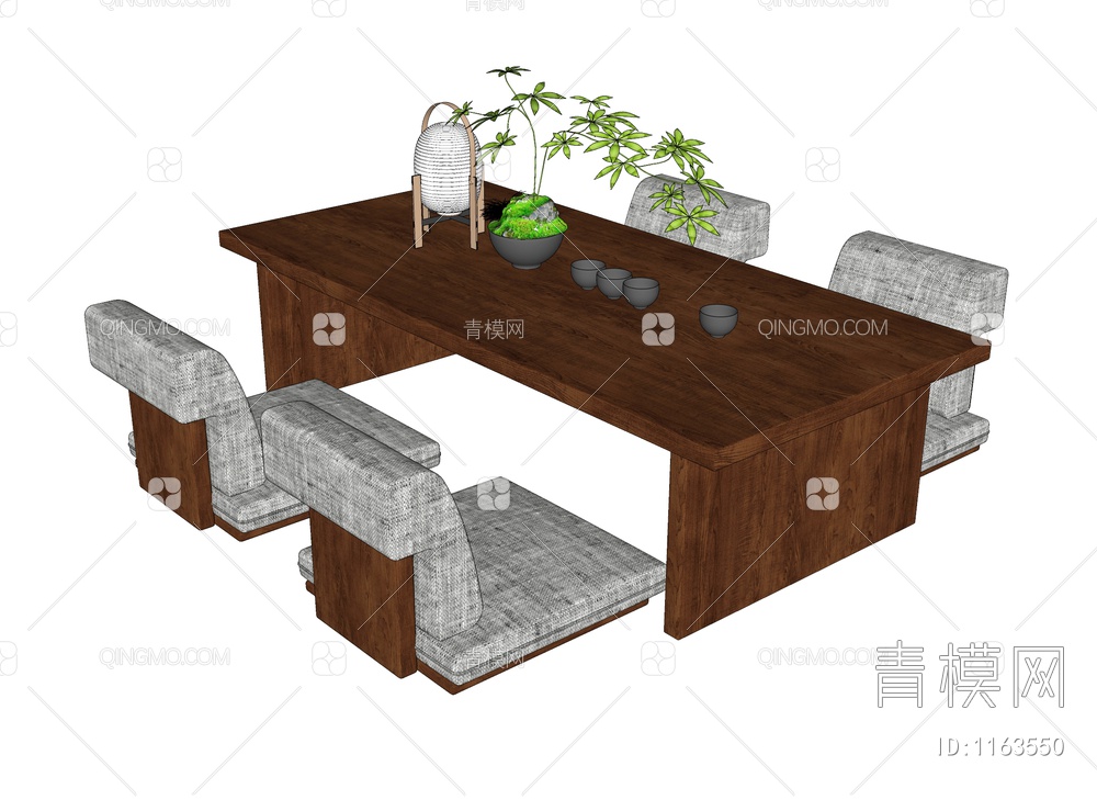 茶桌椅组合SU模型下载【ID:1163550】