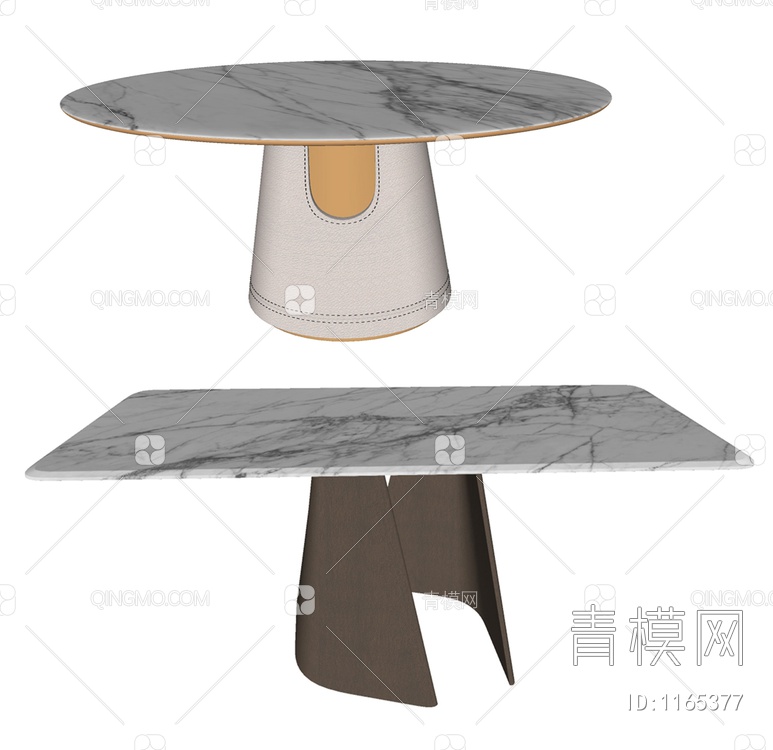 大理石圆形餐桌SU模型下载【ID:1165377】