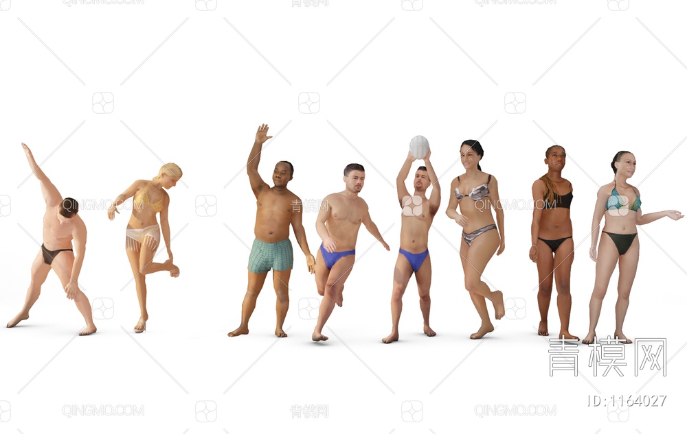 沙滩游乐的人3D模型下载【ID:1164027】