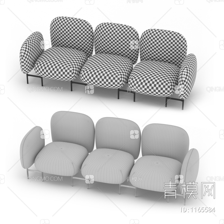 三人沙发3D模型下载【ID:1165584】