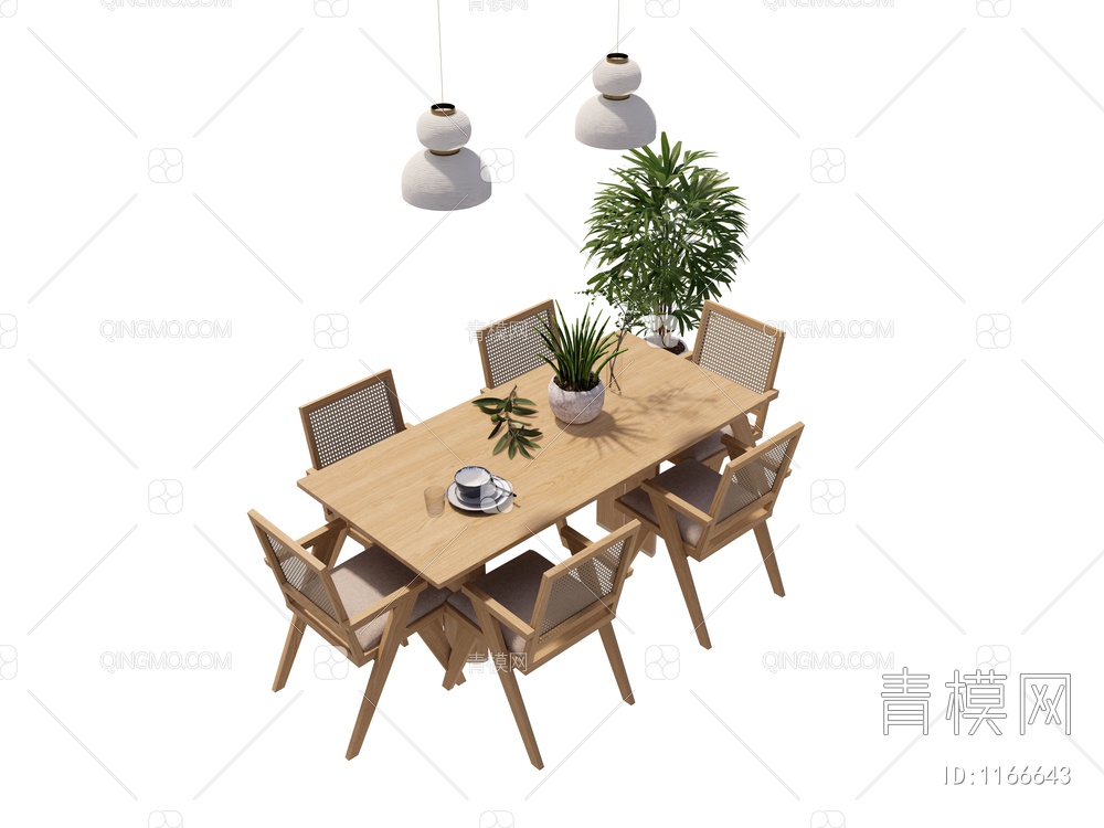 餐桌椅组合SU模型下载【ID:1166643】