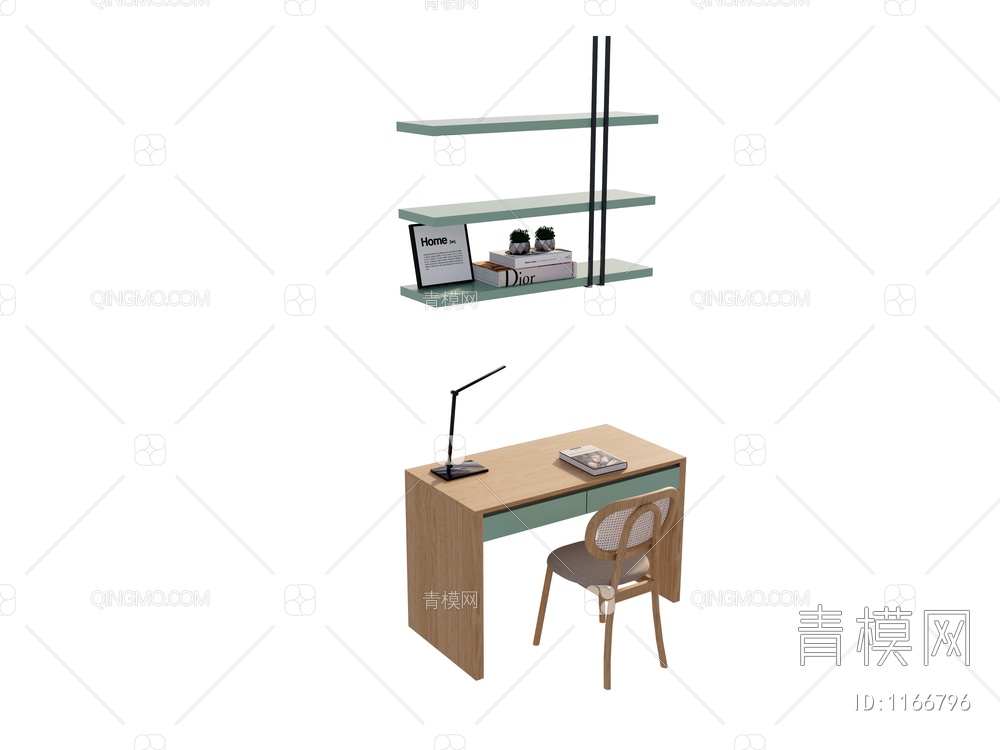 学习桌椅SU模型下载【ID:1166796】