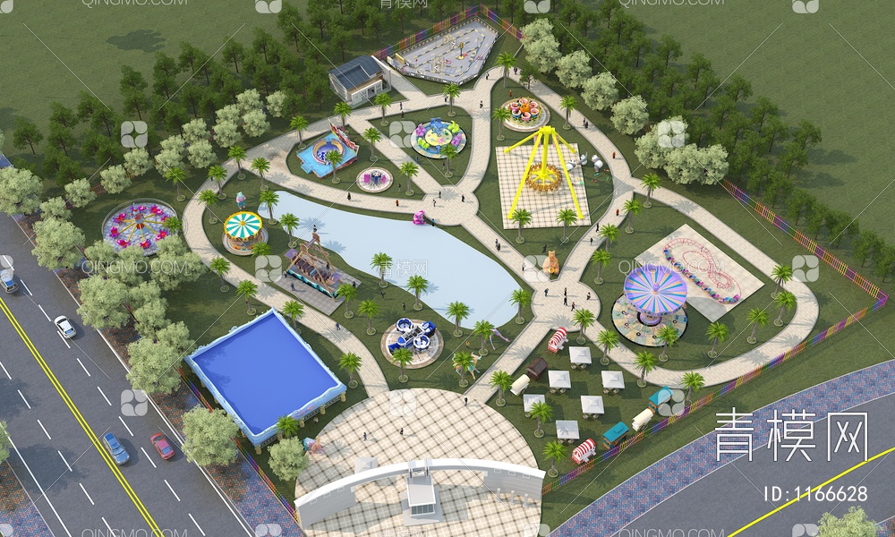 儿童游乐园、游乐场、游乐设备3D模型下载【ID:1166628】