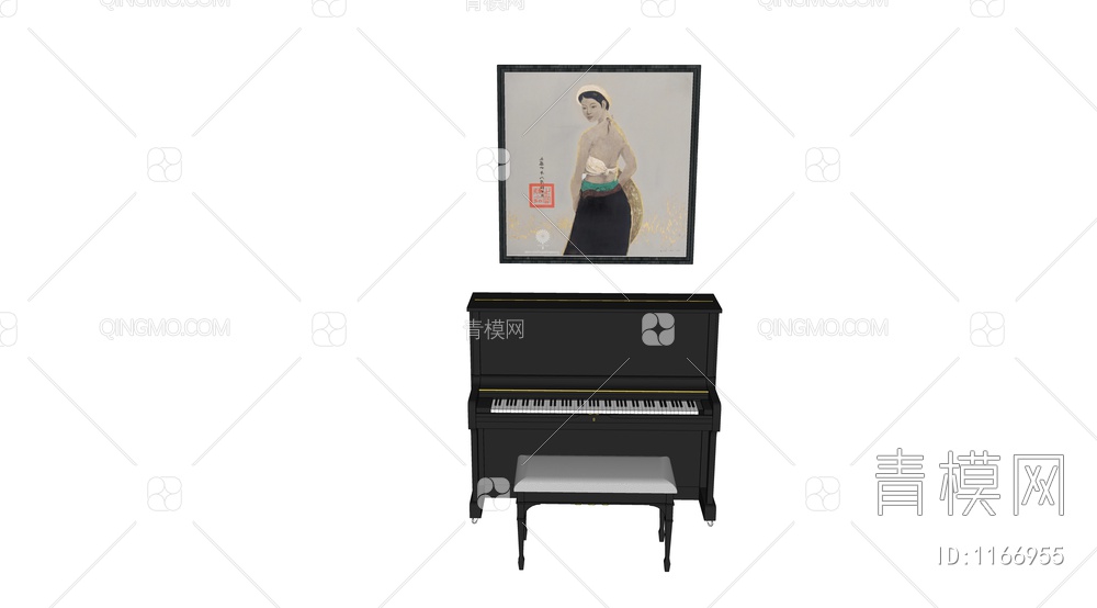 钢琴装饰画SU模型下载【ID:1166955】