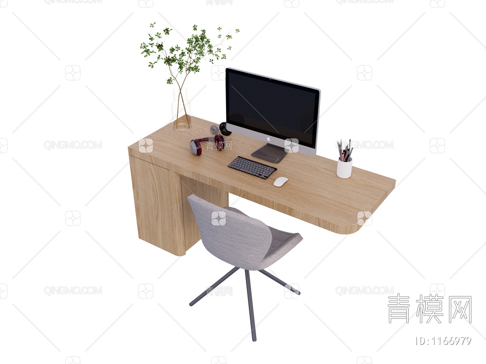 办公桌椅组合SU模型下载【ID:1166979】