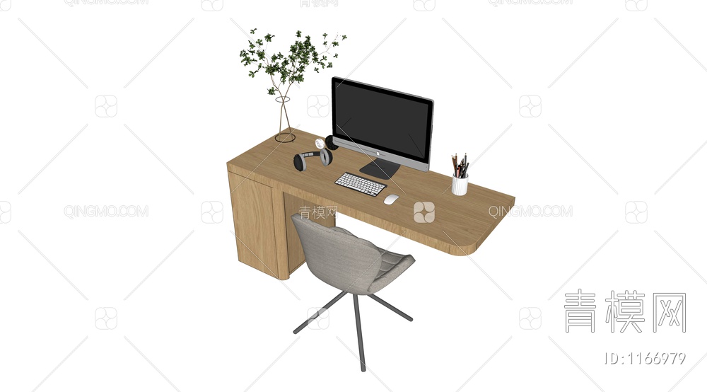 办公桌椅组合SU模型下载【ID:1166979】
